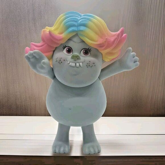 Trolls Dreamworks Bridget Gray Girl Troll Rainbow Hair 6” Girl Plastic Toy Doll - Picture 1 of 10